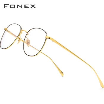 FONEX Čistega Titana Očal Okvir Moških Ultralahkih Krog Kratkovidnost Optični Recept Očala Okvirji Ženske Retro Očala 883