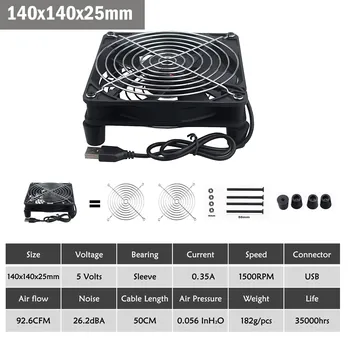 Gdstime 14025 140mm Usmerjevalnik ventilator, Hladilnik PC TV Box Brezžični Hlajenje, Tiho USB Usmerjevalnik Odvajanje Toplote 14 CM 5V Tiho Namizni Ventilator