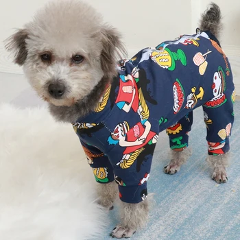Hišni Pes Jumpsuit Tanke Bombaž Psiček Obleko Tiskanih Obleke Za Majhne Pse Elastično Zaščito Trebuh Pižamo Pudelj Domačo Rabo