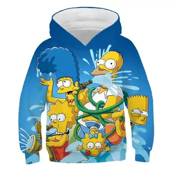 Homer Simpson Hoodies Risanka Fantje Dekleta Tiskanje 3D Fashion Majica Oblačila za Otroke Za Tee Hip Hop Ulične Oblačila