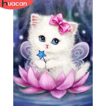 HUACAN Celoten Kvadratni Diamond Slikarstvo Mačka 5D Prodaje Diamond Vezenje Živali Domov Dekoracijo Sliko Nosorogovo Nov Prihod