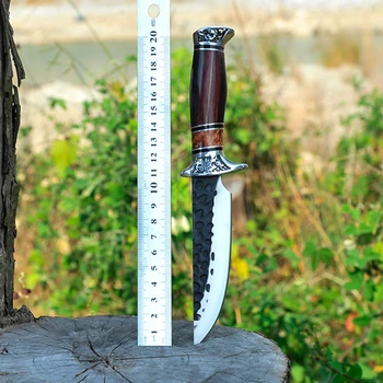 Japonski 5cr13mov leseni ročaj na prostem taktike, Noži ravne nož reševanje potapljaški nož prostem lovski nož usnja kritju