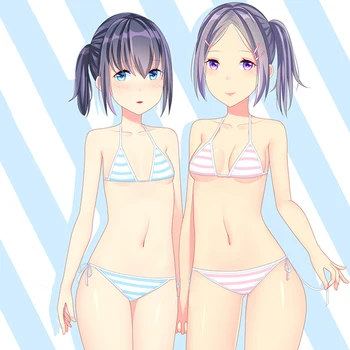 Japonski Perilo, Seksi, Vroče Erotično Anime Cosplay Perilo Nastavite Kawaii Mini Bikini Modra, Roza Prugasta Modrc Set Za Ženske