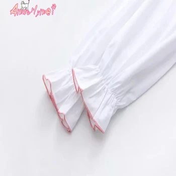 Japonski Šoli Enotno Lolita Majica 2020 Pomlad Ženske Bluzo Mori Dekle Z Dolgimi Rokavi Bowknot Peter Pan Ovratnik Bele Bluze Vrhovi