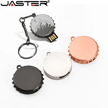 JASTER Mini metal Krog steklenico cap USB flash disk 4GB 8GB 16GB 32GB 64GB Prilagodi Pero Pogon USB Memory Stick U disk darilo