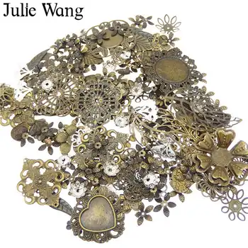 Julie Wang 50 g/vrečko Naključno Mešanico Retro Listov, Cvetov Starinsko Barve Starinski Likalnik Čare Ogrlico, Zapestnico, Nakit, Izdelava Dodatne opreme