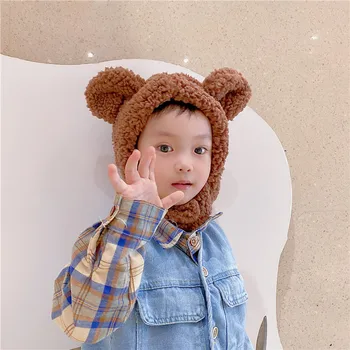 Korejski Imeti Otrok Klobuk, Barva Imitacija Jagnje Volna Otroška Ušesa Kape Pozimi Toplo Baby fantje in Dekleta Klobuki