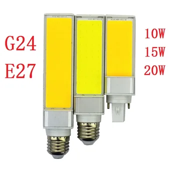 Lampada E27 G24 10W 15W 20W 110V 220V 240V Horizontalno Plug svetilka COB Bombillas LED Corn Spot Žarnica luči za Razsvetljavo svetilke 2pcs