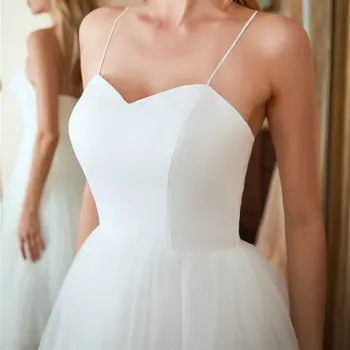LAMYA Beli Čaj Dolžina Poročno Obleko Ljubica Preproste Poročne Halje Elegantno Plaži Poročne Stranka Dresse Plus Velikost Vestido De Noiva