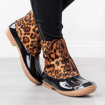 Leopard Čevlji za Ženske Škornji Lady Raca Boot Nepremočljiva Ženske Dež Čevlji Čipke Gleženj Čevlji Božično Zimski Čevlji