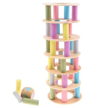 Lesene Poševni Stolp Zlaganje Bloki Barve Učenje Igrače za Otroke, Malčke