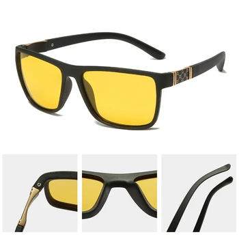 LongKeeper Night Vision Voznik sončna Očala Moških Polarizirana Očala za Sonce Rumeno TR90 Kvadratni Okvir Očal Vožnja Avtomobila Očala UV400