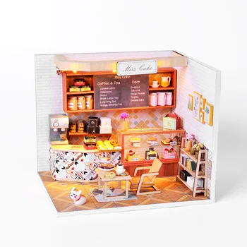Lutka Hiša Pohištvo Diy Miniaturni 3D Lesene Miniaturas Lutke Igrače za Otroke Rojstni dan Darila 2020