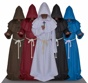 Menih Kapuco Obleke Plašč Cape Patra Srednjeveški Renaissance Duhovnik Moških Haljo Oblačila Halloween Comic Con Stranka, Cosplay Kostum