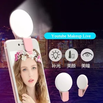 Mini LED Selfie Obroč Svetlobe 3 Načini Zatemnitev Fotografija Live Stream 3200-5600k Krepitev Žarnico, Flash Fill za IOS Android