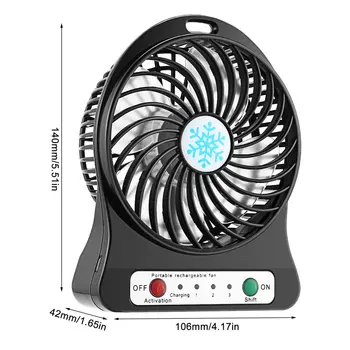 Mini Prenosni Ventilator Usb Polnilne Zračnega Hladilnika 4-palčni 3 Načini Hitrost LED Osvetlitev Funkcija Namizni Ventilator Študentov Fan