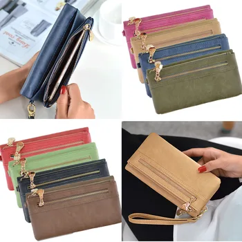 Moda dvojno zadrgo ženske denarnice klasičnih mat dolgo sklopka vrečko imetnik kreditne kartice torbici