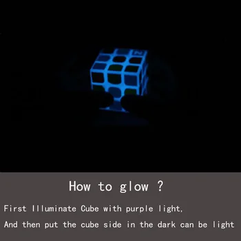 Modra Glow in the Dark Magic Cube 3x3x3 Mat Prozorno Nalepke Otrok piknik Nemoteno Ustvarjalne Dirke Konkurence Kocka
