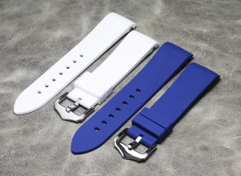Moški Ženske Bela Črna Modra Nepremočljiva Ukrivljen silikonske gume Watchband 18 mm 20 mm 22 mm Za Casio Tissot Omega Watch pasu Trak