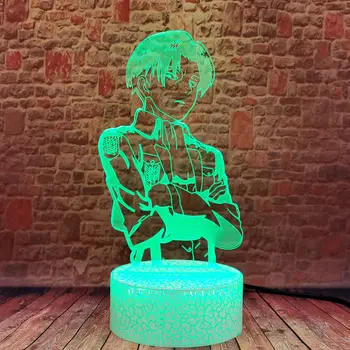Napad na Titan Magan Model 3D Iluzije LED Spalna Nočna 7 se Spremeni barva Kapetan Levi Ackerman Anime akcijski in igrače številke