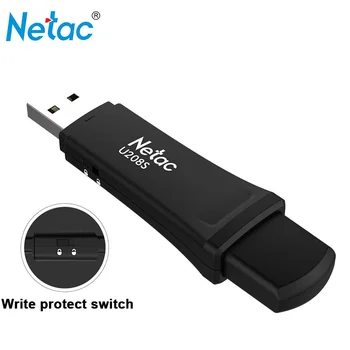 Netac U208S USB Flash Disk 8GB 16GB, 32 G USB2.0 Zaščito Preklopnik Strojne opreme Zaklenjena pendrive encriptado Memory Stick, USB Stick