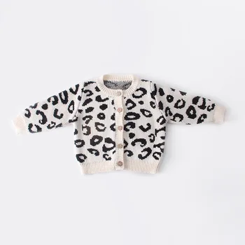 Newborn Baby Dekle Romper Bombaž Otroška Jopico Pulover Romper Baby Girl Obleke Jeseni Leopard Pletene Otroška Oblačila Jumpsuit