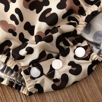 Newborn Baby Toddler Dekle Oblačila Ruffle Leopard Romper Jumpsuit Obleko Sunsuit