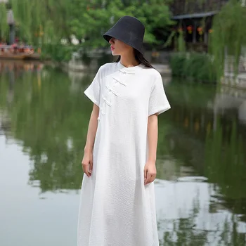 NINI WONDERLAND Poletje Belo Obleko Narod Slog Midi Obleka Ženske Bombaž Perilo Letnik Robe Oblačenja 2020 Bombaž Perilo Ohlapne Obleke