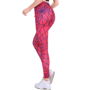 NORMOV Nove Modne Dokolenke Ženske Visoko Elastični Pas Push Up Spider Web Print Gleženj Dolžina Polyeste Leggin Športna Fitnes Leggin