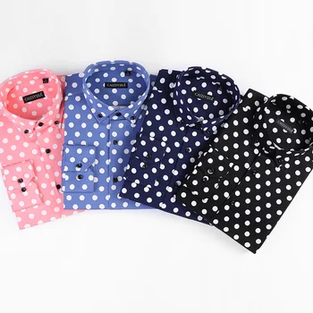 Nov Prihod Moda za Moške Priložnostne Majice z Dolgimi Rokavi Edinstven Design Polka Dot Srajce Sodobno Modo Pop Element