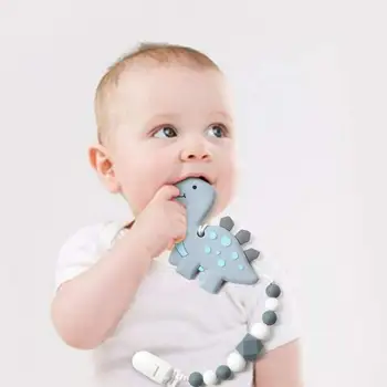 Novi Preizkusni Posnetek Malčke Baby Cucla Posnetke Dinozaver Noge Cucla Verige Imetnik s Baby Teether Komplet Dojenček Darilo