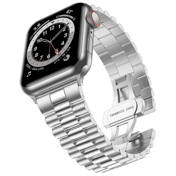 Novi trakov za apple watch 6 se band serije 5 4 3 44 mm 40 mm 42mm 38 mm pas za iwatch razredi Luksuzni Zapestnica iz Nerjavečega Jekla