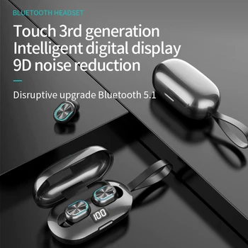 Novo TWS 2020 Brezžične Slušalke Bluetooth 5.1 Slušalke Z LED Zaslon Priključek za Slušalke 9D HIFI Stereo Šport Nepremočljiva Čepkov