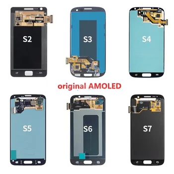 Original AMOLED Za SAMSUNG Galaxy S7 S6 S5 S3, S4, S2 LCD-Zaslon, Zaslon na Dotik, Računalnike Skupščine Z Burn-Shadow LCD