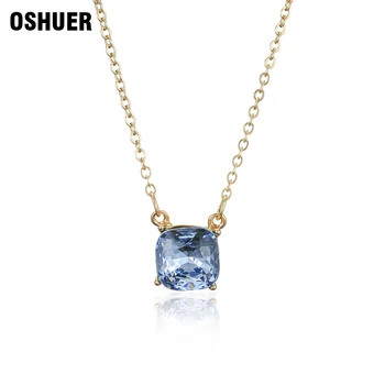 OSHUER 5 Barv New Visoke kakovosti preprosto srčkan kristalno Kvadratne oblike ogrlica zlato barvo ogrlica&obeski za ženske, darilo