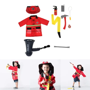 Otroci Fireman Cosplay Stranka Kostum Z Orodji Za Fante In Dekleta
