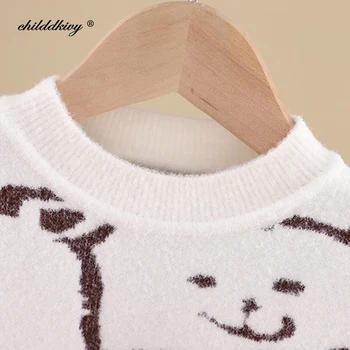 Otroke, risanka pulover srčkan medved pozimi jopica za malčke 1-6 let toplo baby dekle pleten Plašč, Otroci Modni Pulover za dekleta