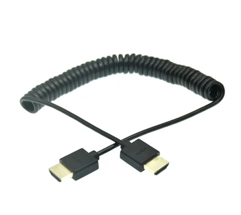 Plitev 0,6 M 1,5 M, 2,5 M HDMI na HDMI Kabel HDMI moški-moški Stretch Pomlad Curl Prožni Kabel 4k*2k 60Hz 2.0 OD 3.2 mm