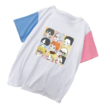 Poletje Ženska Tshirts Urok Barve Preplete Bombaž Vrhovi Priložnostne Harajuku Kawaii Haikyuu!! Anime Print Majica S Kratkimi Rokavi Ženske Korejski Oblačila