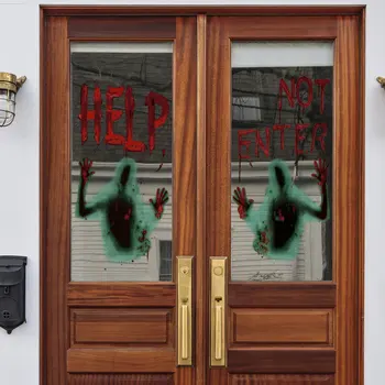 POMOČ NE VNESETE Hiši Straši Velikan Krvavo Eerie Vrata Okno Nalepke Plakat Halloween Dekoracijo Dobavitelje