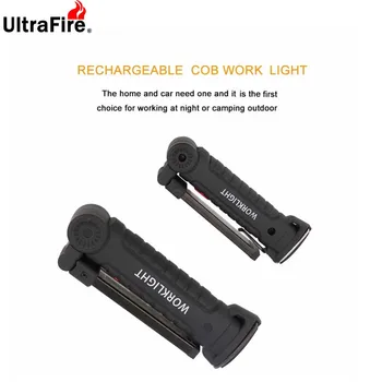 Portatil 5 modo COB linterna antorcha USB recargable llevo la luz del trabajo magnetico COB Lanterna gancho colgante lampara par
