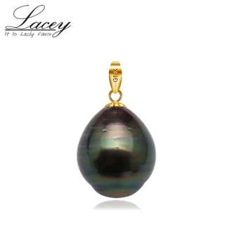 Pravi big black pearl obesek za ženske, 11-12 mm naravnih tahitain pearl obesek 18 k zlato nakit baročni biser obesek darilo