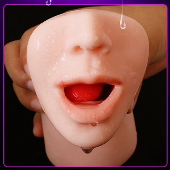 Pravi Občutek 3D Globoko Grlo Moški Masturbator Ustni Masturbator Umetna Vagina Žep Muca Jezik Oralni Seks Igračke Za Moške