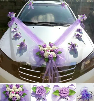 Preprost Stil PE Rose Poročni Avto Dekoracijo Cvetje Srca v Obliki Venci Barve se Lahko Meri