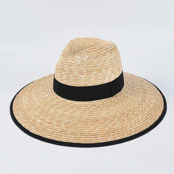 Prevelik 12 cm širok robna poletje slame uv plaži klobuk za ženske počitnice ženske za zaščito pred soncem vizir klobuk panama velik klobuk jazz
