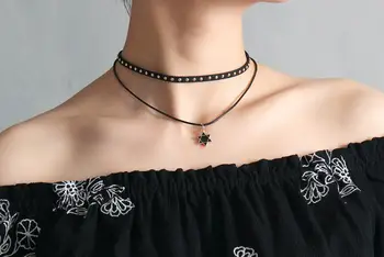 QWC GBB39 jekla ogrlica vroče prodajo priljubljenih single lady 12 mm črno usnje obliko rose barve ljubimec darilo za ženske, nakit