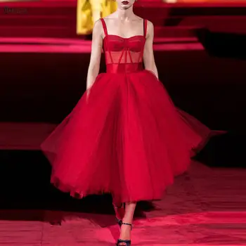 Rdeča Mini Ples Obleke A-Line Ljubica Prom Obleke Čaj Dolžina Til Rojstni Obleke Vestidos De Diplomi Oblačilih