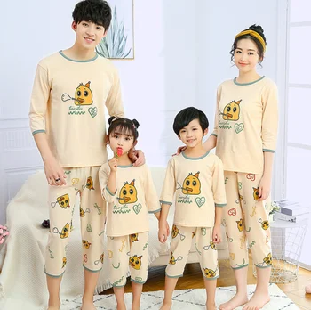 Risanka Družino Pižamo Nastavite Božič Poletje Odrasli otroci Pižame nastavite Družino Ujemanja Obleke Bombaž More Sleepwear Pižame