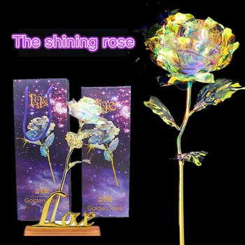 Romantični Pisane LED Pravljice Umetno Rose Galaxy Rose Cvetje Za Dekle, Prijatelj Valentinovo Darilo Poročno zabavo Doma Dekor