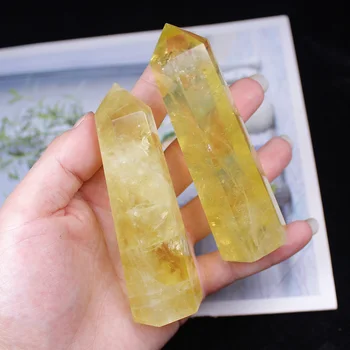 Runyangshi 1pc Vroče prodajo! Naravni citrine quartz crystal palico točke rumena kvarčni kristali točke reiki healing kot darilo
